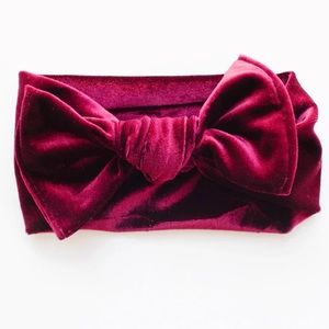 NWT milkmaid goods burgundy velvet bow headband
